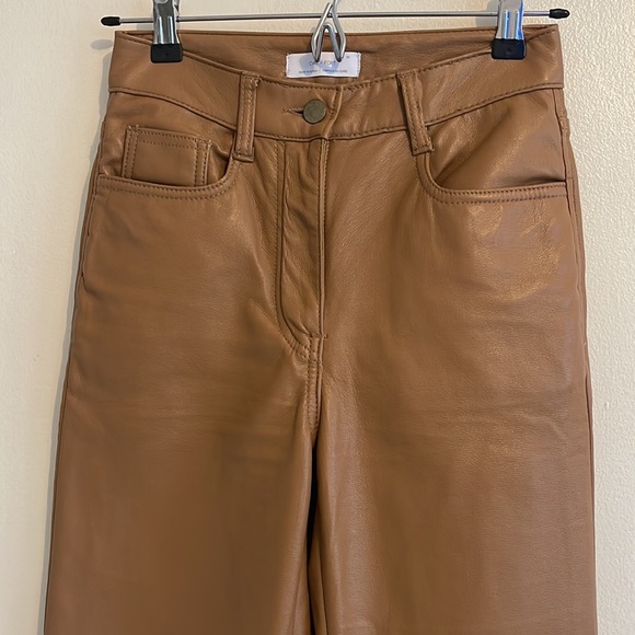 Oak + Fort High Waist Vegan Leather Pant | Size 25 Brown - Picture 4 of 8